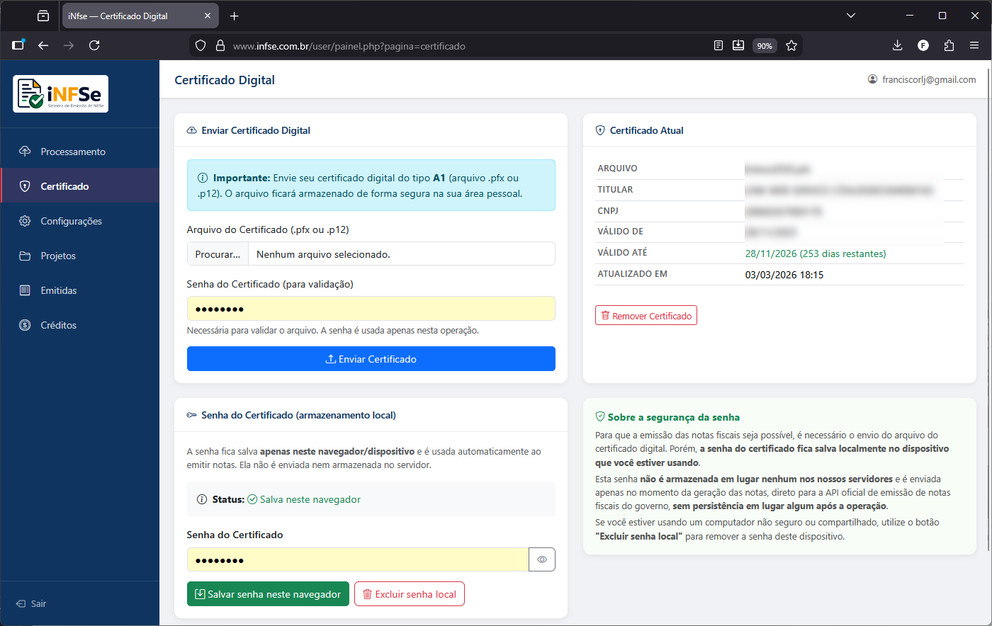 Tela 04 do sistema iNfse